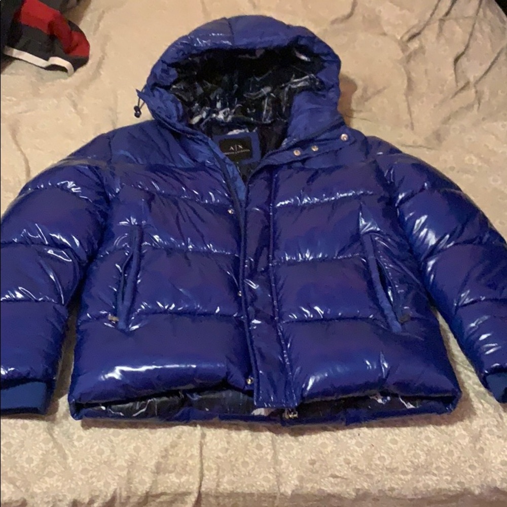 Armani Exchange Blue Puffer Jacket